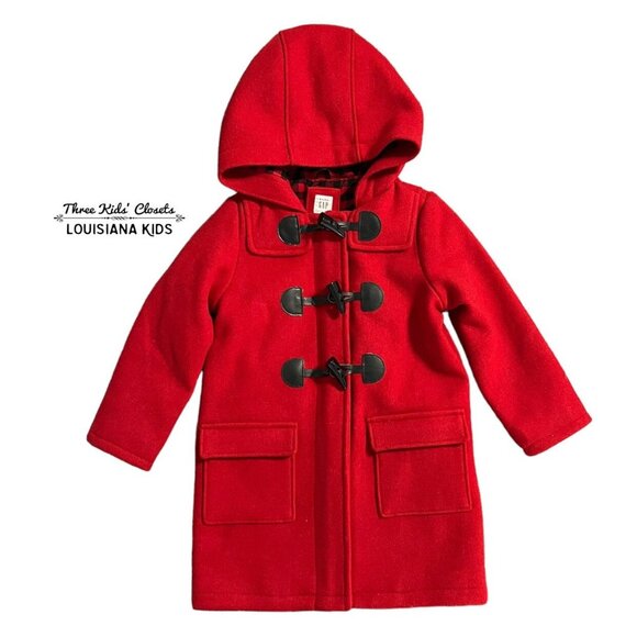 GAP Other - Baby Gap 4Y Red Wool Hooded Toggle Coat Peacoat